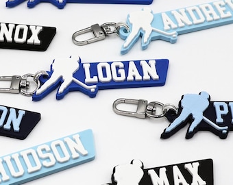 Ice Hockey Personalized Keychain | Custom 3D Printed Bag Tag, Name Tag, Kids Gift
