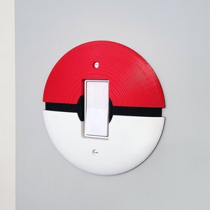 Poke Monster Ball Switch Plate Cover 3D Printed Plastic (1-Gang) - A type