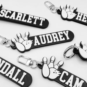 Bowling Personalized Keychain / Keyring / Bag Tag / Name Tag - 3D Printed Plastic