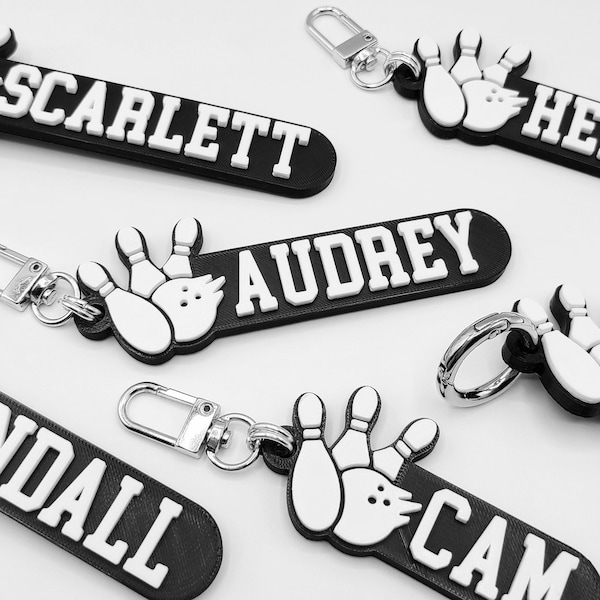 Bowling Personalized Keychain / Keyring / Bag Tag / Name Tag - 3D Printed Plastic