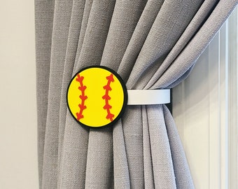 Softball Curtain Holdbacks/Tiebacks 3D Printed Plastic (Set of 2)