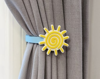 交換可能な太陽の形をしたカーテンの留め具/タイバック 3Dプリントプラスチック (左右セット)