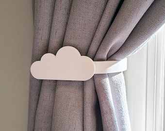 Replaceable Cloud Shape Curtain Holdbacks/Tiebacks 3D Printed Plastic (Set of left and right)