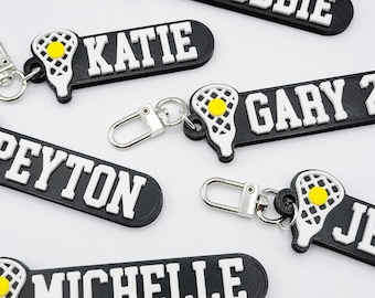 Lacrosse Personalized Keychain / Keyring / Bag Tag / Name Tag - 3D Printed Plastic