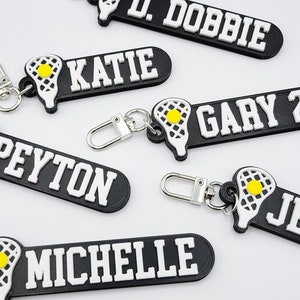 Lacrosse Personalized Keychain / Keyring / Bag Tag / Name Tag - 3D Printed Plastic