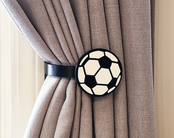 Soccerball Curtain Holdbacks/Tiebacks 3D Printed Plastic (Set of 2)