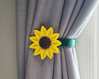 Sunflower Shape Curtain Holdbacks/Tiebacks 3D Printed Plastic (Set of 2)
