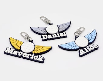 Golf Wings Personalized Keychain / Keyring / Bag Tag / Name Tag - 3D Printed Plastic