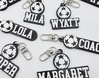 Star Soccer Personalized Keychain / Keyring / Bag Tag / Name Tag - 3D Printed