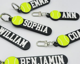 Tennis ball Personalized Keychain / Keyring / Bag Tag / Name Tag - 3D Printed Plastic