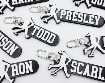 Field Hockey Personalized Keychain / Keyring / Bag Tag / Name Tag - 3D Printed Plastic