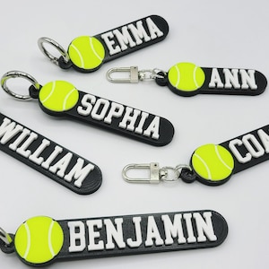 Tennis ball Personalized Keychain / Keyring / Bag Tag / Name Tag - 3D Printed Plastic