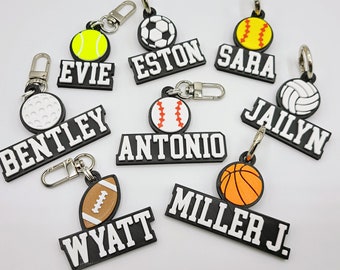 Personalized Sports Keychain: 3D Printed Name Tag, Baseball, Basketball, etc.