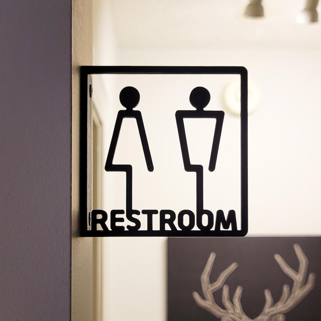 Restroom Wall Sign 3D Printed Plastic - Etsy