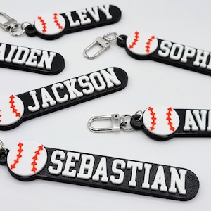 Baseball Personalized Keychain / Keyring / Bag Tag / Name Tag - 3D Printed Plastic