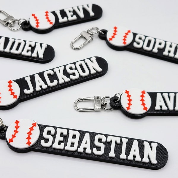 Baseball Personalized Keychain / Keyring / Bag Tag / Name Tag - 3D Printed Plastic