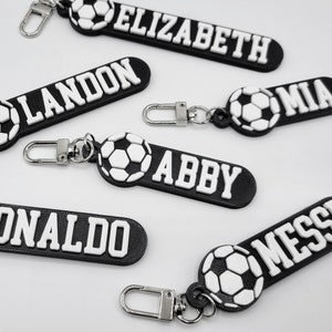 Soccer Personalized Keychain / Keyring / Bag Tag / Name Tag - 3D Printed Hard Plastic