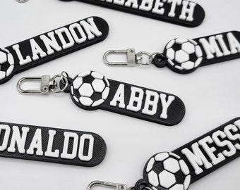 Soccer Personalized Keychain / Keyring / Bag Tag / Name Tag - 3D Printed