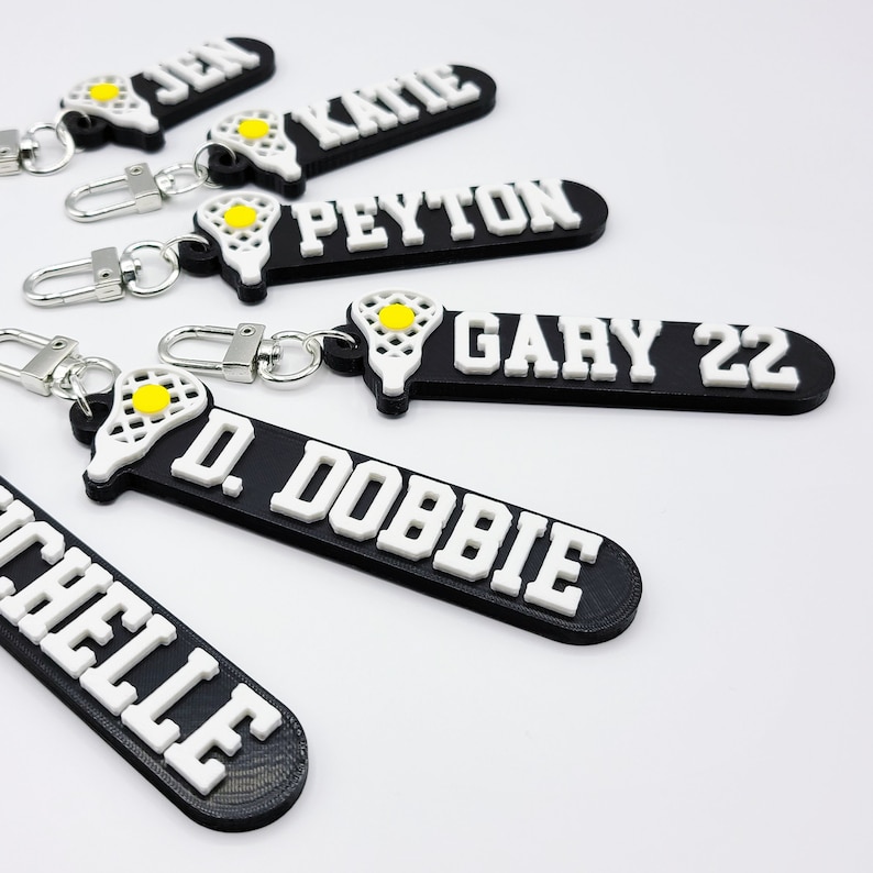 Lacrosse Personalized Keychain / Keyring / Bag Tag / Name Tag 3D Printed Plastic image 2