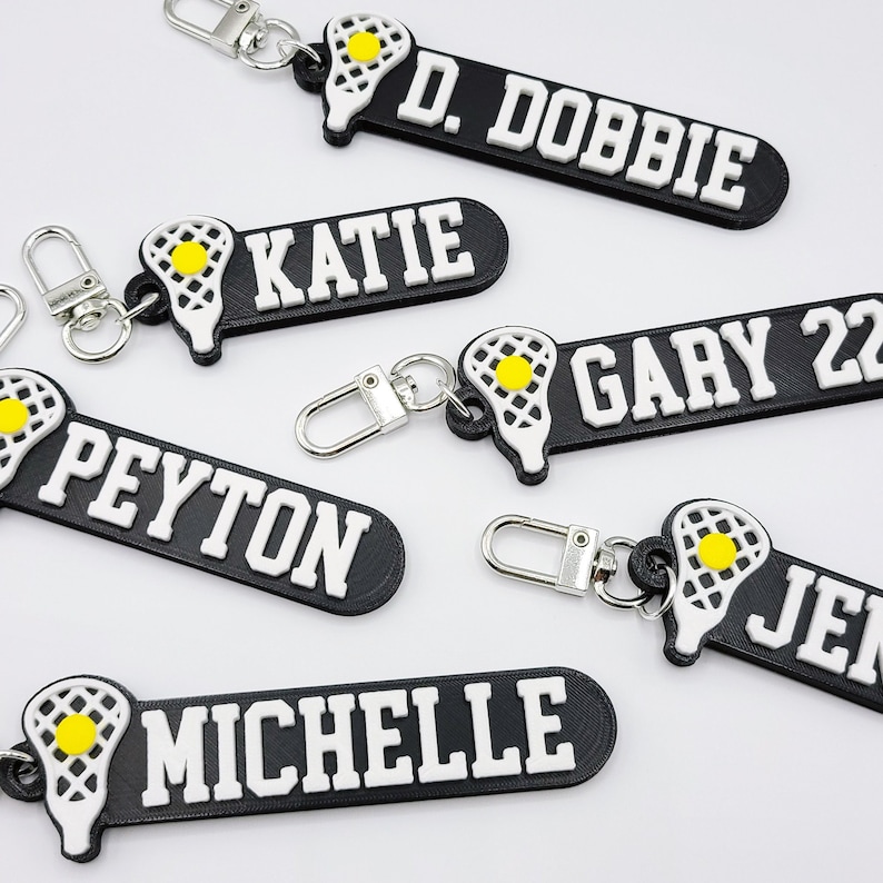 Lacrosse Personalized Keychain / Keyring / Bag Tag / Name Tag 3D Printed Plastic image 1