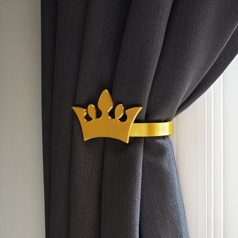 Tiara Crown Curtain Holdbacks/Tiebacks 3D Printed Plastic Set of 2 image 7