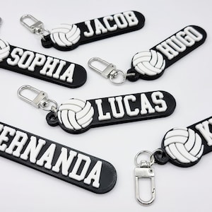 Volleyball Personalized Keychain / Keyring / Bag Tag / Name Tag - 3D Printed Plastic