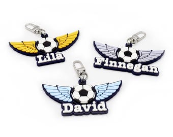 Soccer Wings Personalized Keychain / Keyring / Bag Tag / Name Tag - 3D Printed Plastic