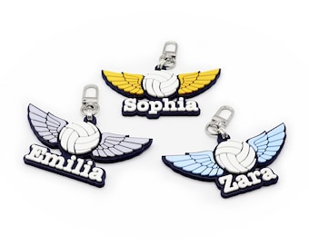 Volleyball Wings Personalized Keychain / Keyring / Bag Tag / Name Tag - 3D Printed Plastic