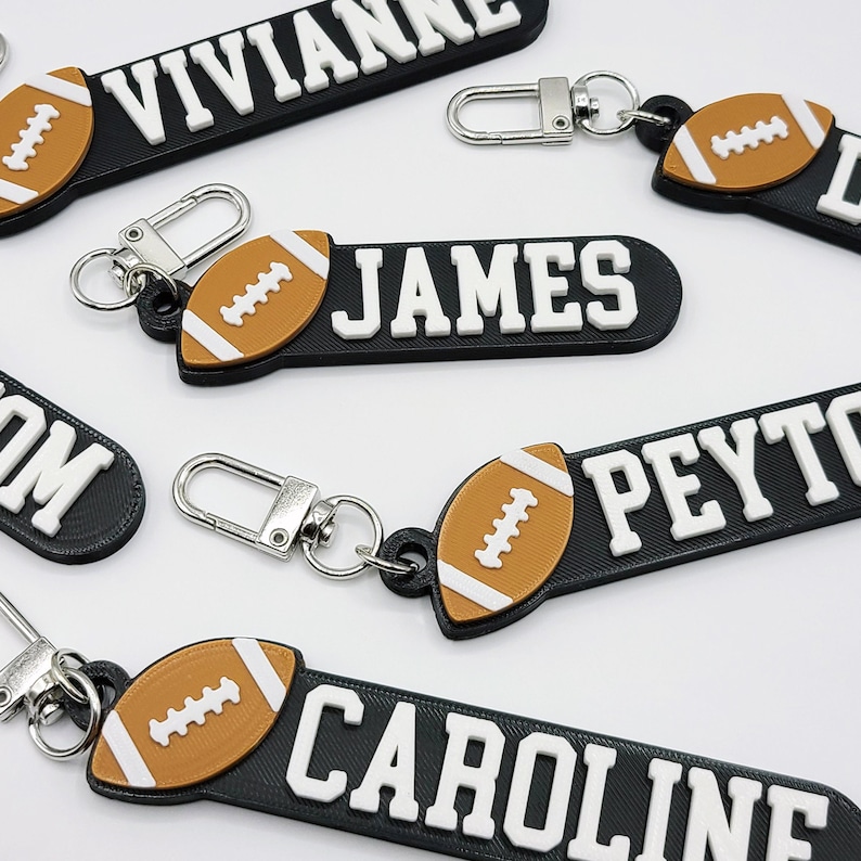 American Football Personalized Keychain / Keyring / Bag Tag / Name Tag 3D Printed Plastic image 1