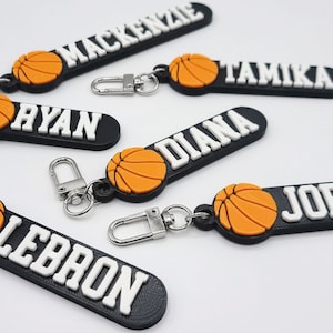 Basketball Personalized Keychain / Keyring / Bag Tag / Name Tag - 3D Printed Plastic
