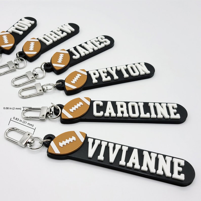 American Football Personalized Keychain / Keyring / Bag Tag / Name Tag 3D Printed Plastic image 2