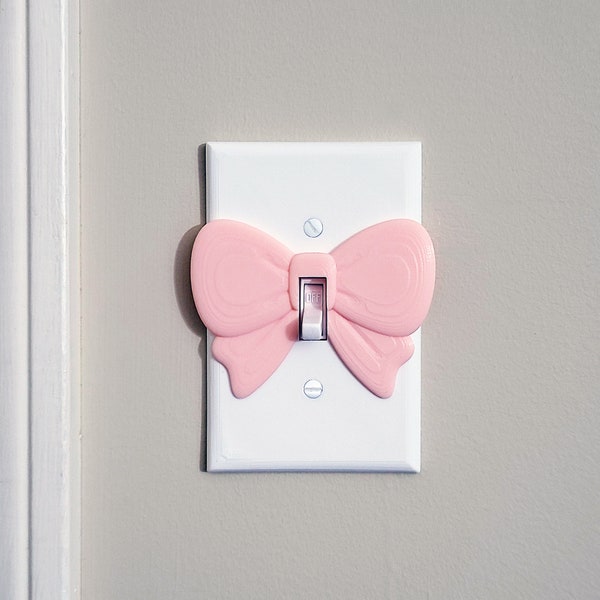 Baby Pink Bow Switch Plate Cover 3D Printed Plastic (1-Gang) - B type