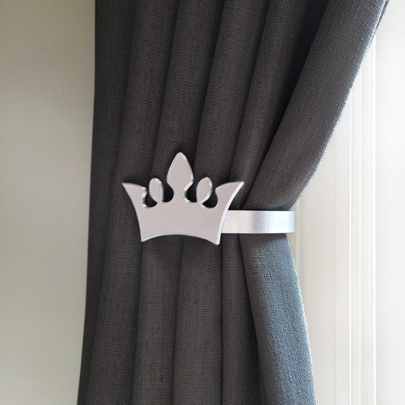 Tiara Crown Curtain Holdbacks/Tiebacks 3D Printed Plastic Set of 2 image 8