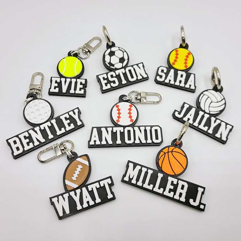 Sports Baseball/Basketball/Football/Golf/Soccer/Softball/Tennis/Volleyball Personalized Keychain / Keyring / Bag Tag 3D Printed Plastic Bild 1