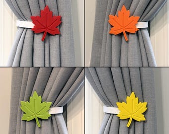 Autumn Leaf Curtain Tiebacks: Replaceable, 3D Printed Plastic Holdbacks (Set of Left and Right)