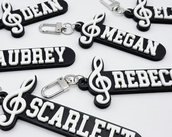 Treble Clef Music Personalized Keychain / Keyring / Bag Tag / Name Tag - 3D Printed Plastic