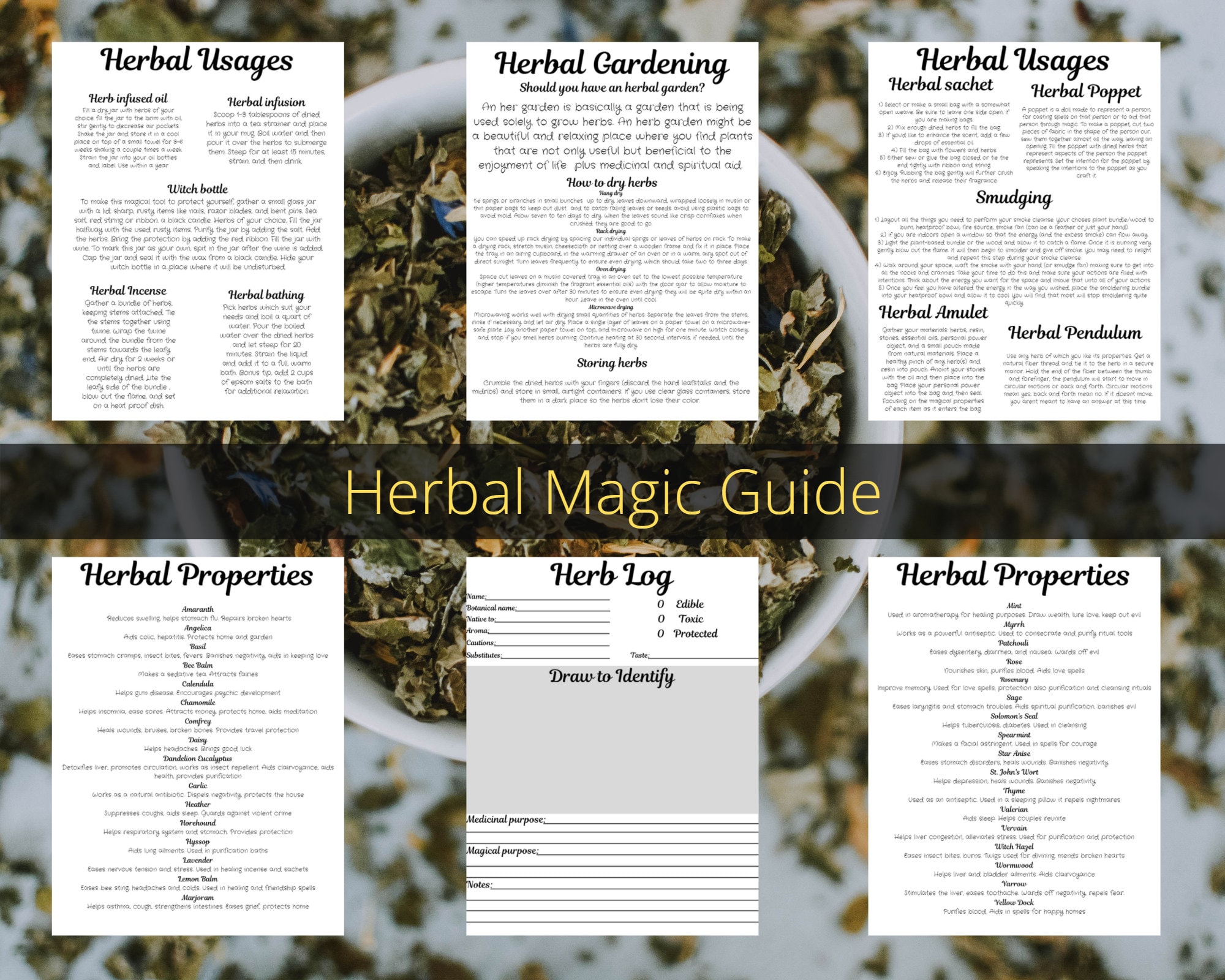 Herbal Magic Guide Cheat Sheet For Any Witch Etsy