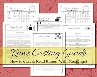 Runes cheat sheet printable guide for Elder Futhark Runes . Digital grimoire download.