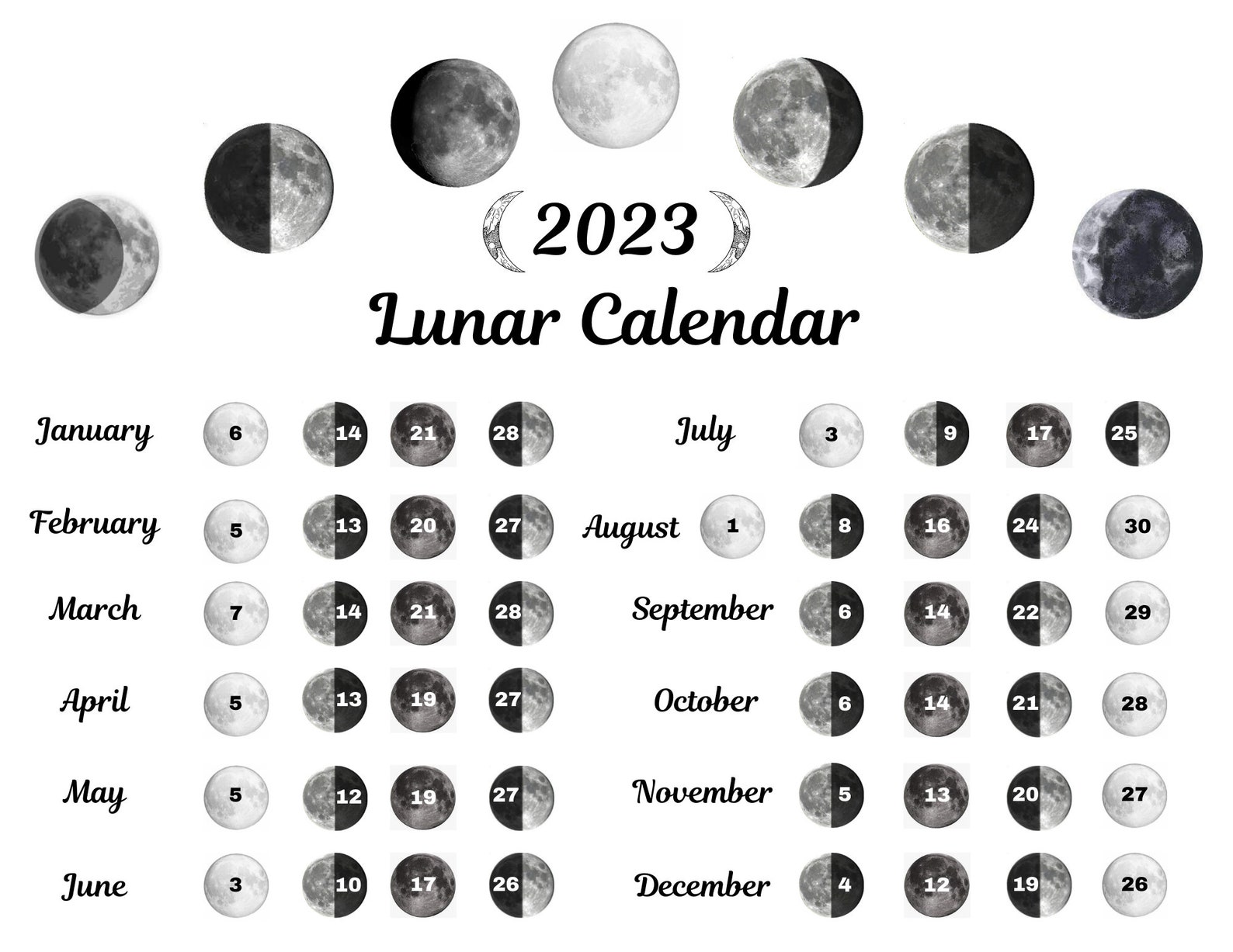 2021 2025 Lunar Calendar Bundle Plus A Moon Phase Grimoire Etsy