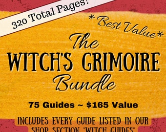 Witch’s Grimoire Bundle | 320+ Page Printable Book of Shadows PDF | Witchcraft Guide, Spell Pages, Divination, Digital Grimoire Download