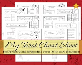 Complete Tarot Cheat Sheet with meanings and instructions, elements, numerology, and tarot layout spreads. A comprehensive beginners guide