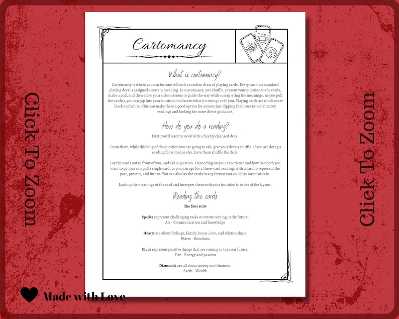 Playing Card Divination Cartomancy Guide Etsy