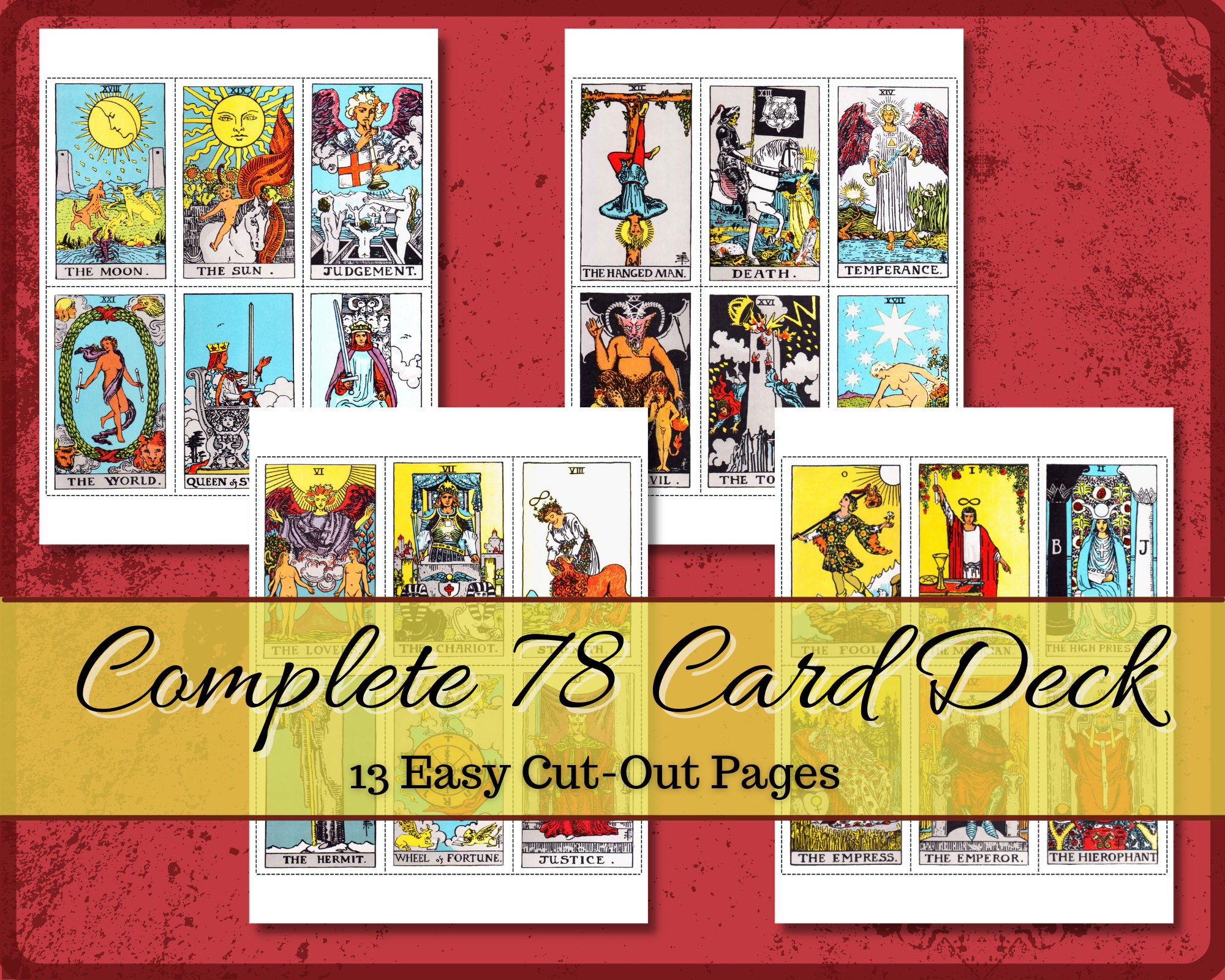 Tarot Deck Printable Rider-waite Tarot Card Deck With Major - Etsy