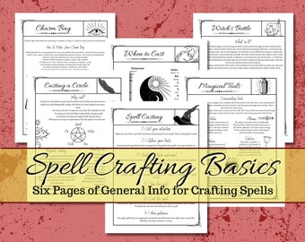 Spell basics cheat sheet kit. Printable Wicca downloadable Grimoire
