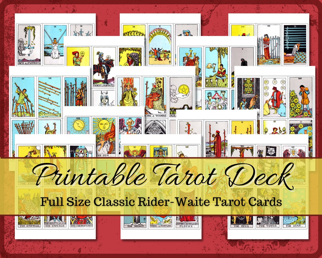 Tarot Deck Printable Rider-waite Tarot Card Deck With Major - Etsy