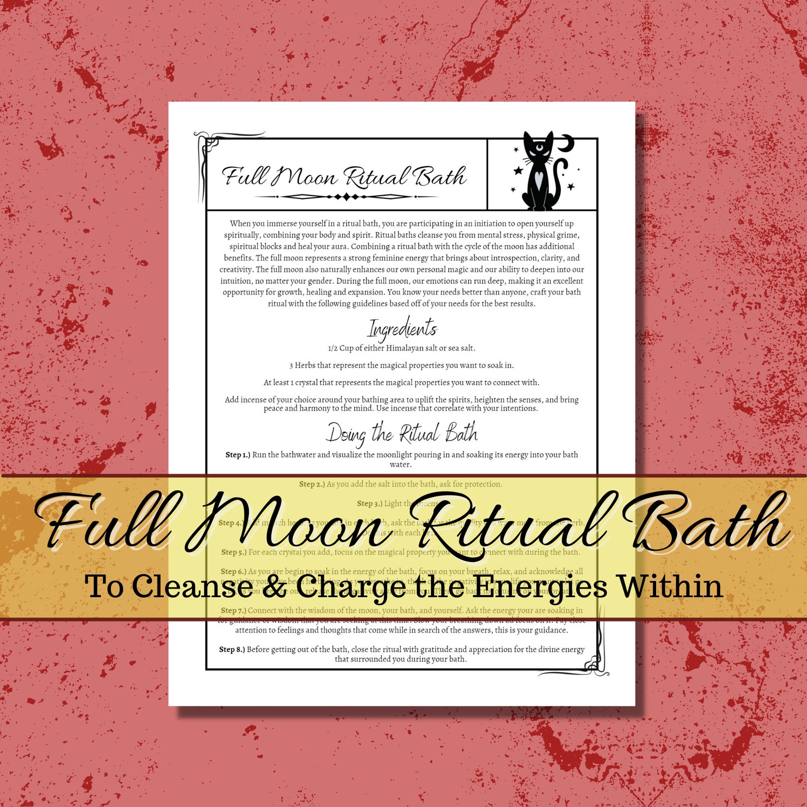 Full Moon Ritual Baths Full Moon Ritual Bath Grimoire Pages for Any Book of Shadows - Etsy