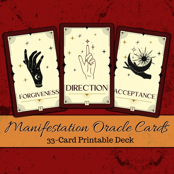 Manifestation Oracle Deck~ 33 Card Oracle Deck~ Manifest your Dreams~ Find your Purpose~ Tarot for the Soul~ PDF Printable Tarot Oracle Deck