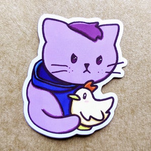 The Chicken Farmer - 2 inch Vinyl Sticker, Stardew Valley Cat Sticker, Laptop Sticker