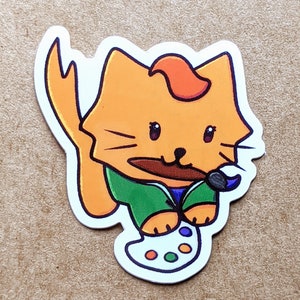 The Artist - 2 inch Vinyl Sticker, Stardew Valley Cat Sticker, Laptop Sticker