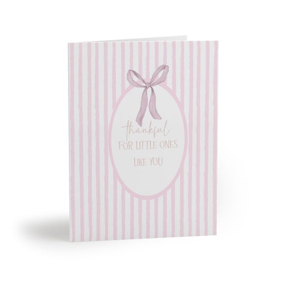 Pink Striped Thankful For Little Ones Greeting Card Note
